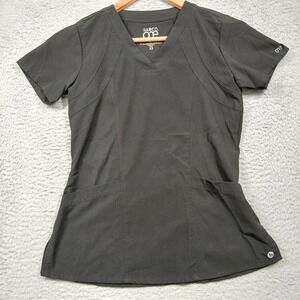 Barco One‎ Scrub Top Women's XS Black V-Neck Stretch 2 Pocket Medical Uniform